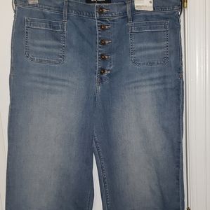 NWT Express High Rise Cropped Wide Leg Jeans
